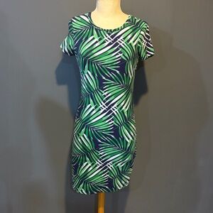 Old Navy Green and Blue Leaf Print Shirt Dress. XS. Palm Leaves
